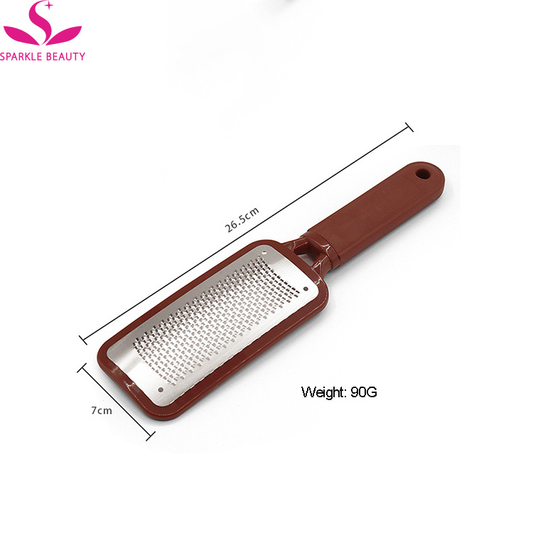 Best feet care pedicure tool plastic handle stainless steel callus remover foot file scraper for remove hard dead skin Large