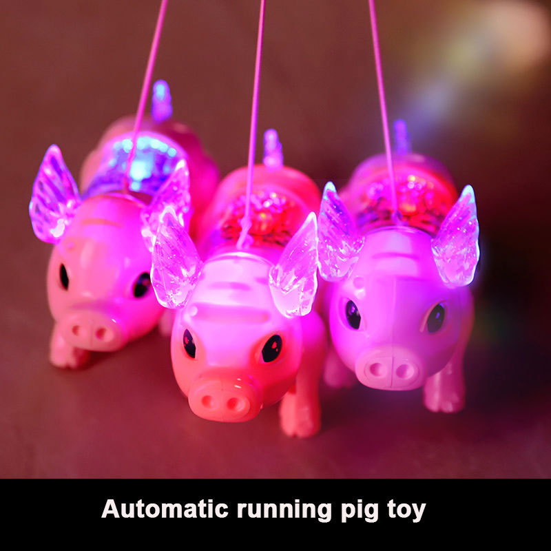 High Quality Light Pig Toy with Leash Cartoon Shape Electric Walking Singing Musical Without Battery Kids Toy light-up toys