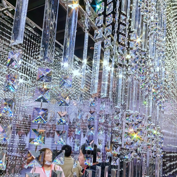 2023 latest square crystal hanging curtain for hanging decoration, ceiling decoration and wedding decoration