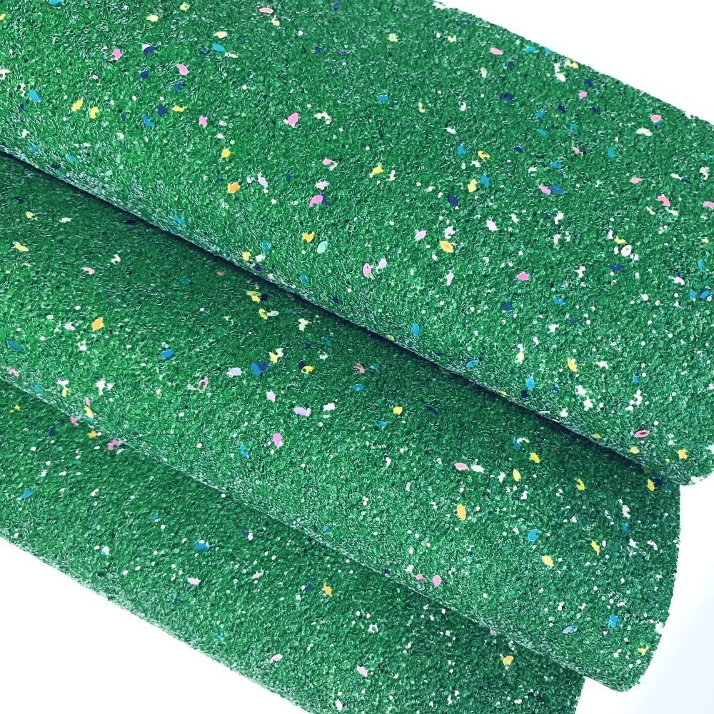 2019 neon color glitter vinyl fabric chunky & rainbow glitter lace fabric for crafts