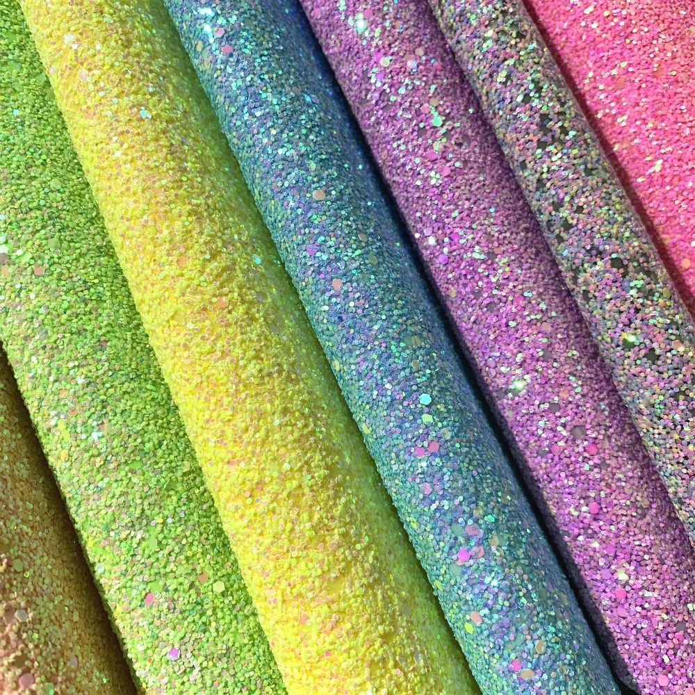 2021 Neon chunky glitter fabric for crafts