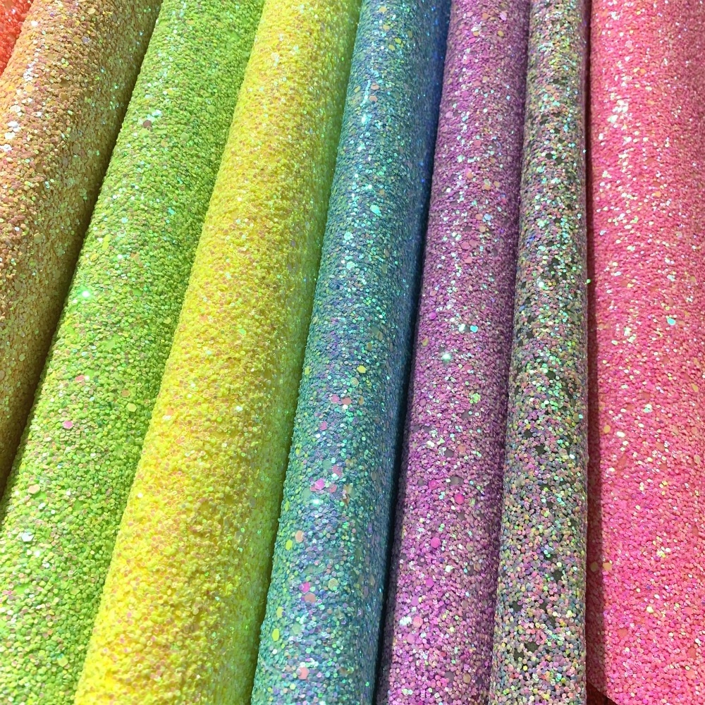 2021 Neon chunky glitter fabric for crafts