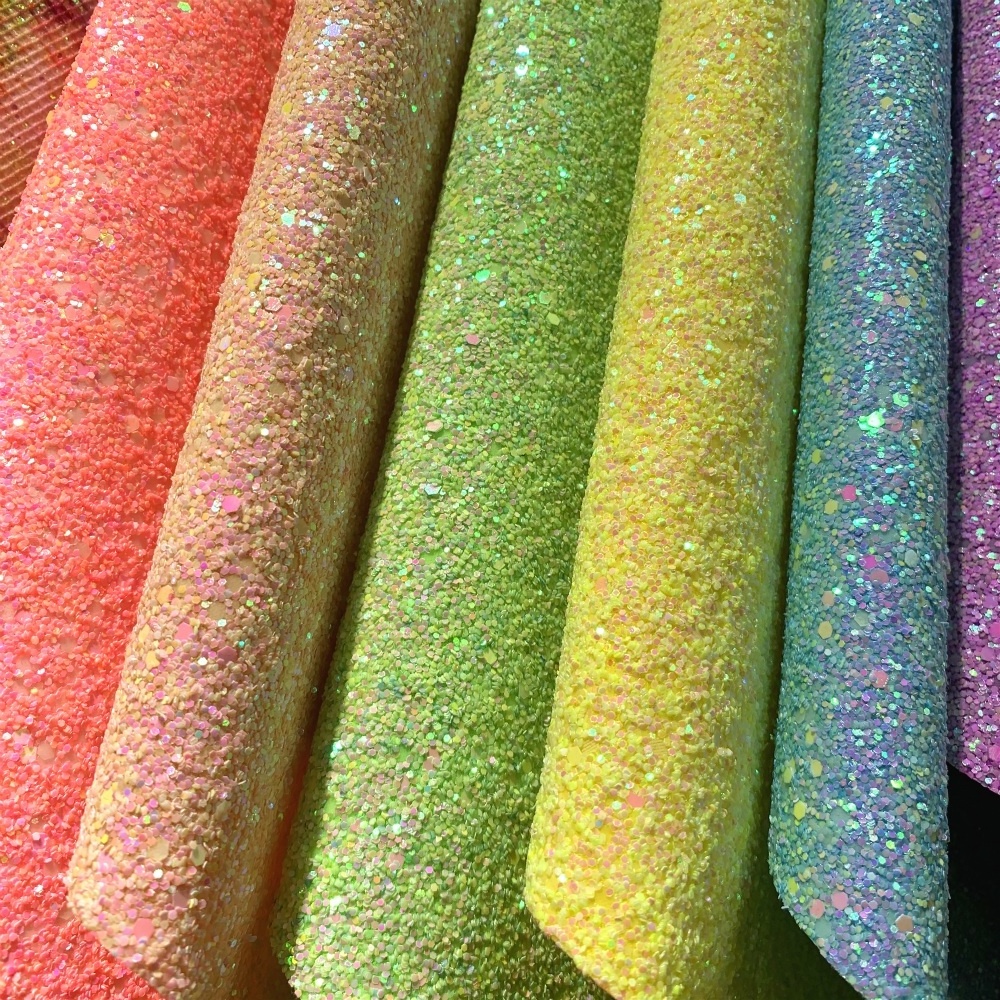 2021 Neon chunky glitter fabric for crafts