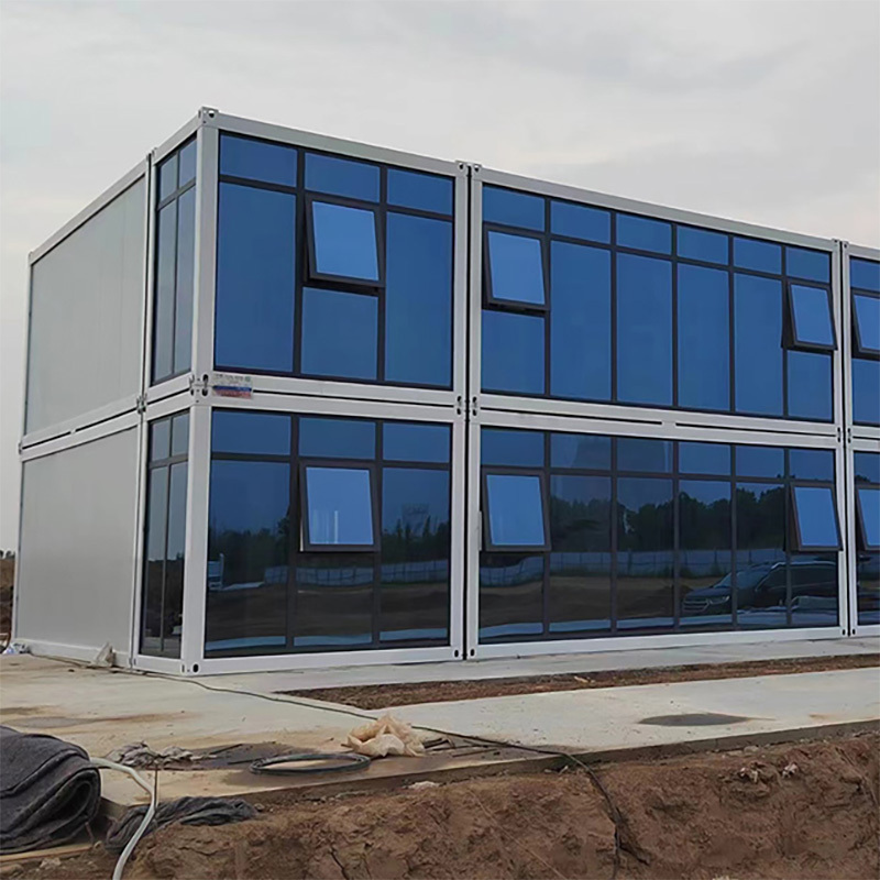 Custom prefabricated temporary housing big windows glass wall modular office container house