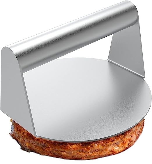 Stainless steel Burger Press, 5.5 Inch Round Burger Smasher,  Smooth Hamburger Press Flat Bottom Without Ridges,