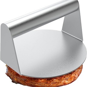 Stainless steel Burger Press, 5.5 Inch Round Burger Smasher,  Smooth Hamburger Press Flat Bottom Without Ridges,