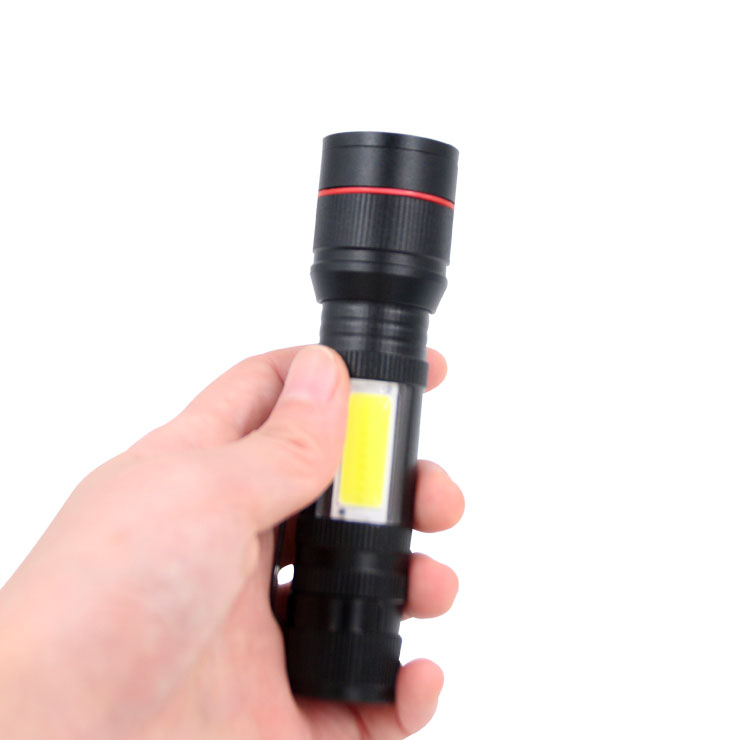 Portable handheld magnetic flashlight USB rechargeable  LED light zoomable SOS warning flashlight for outdoor hunting