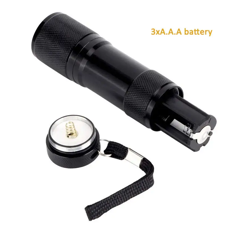 Portable 9 LED 3A Battery Mini Pocket Aluminum Flashlight Torch Light for Camping Hiking Running