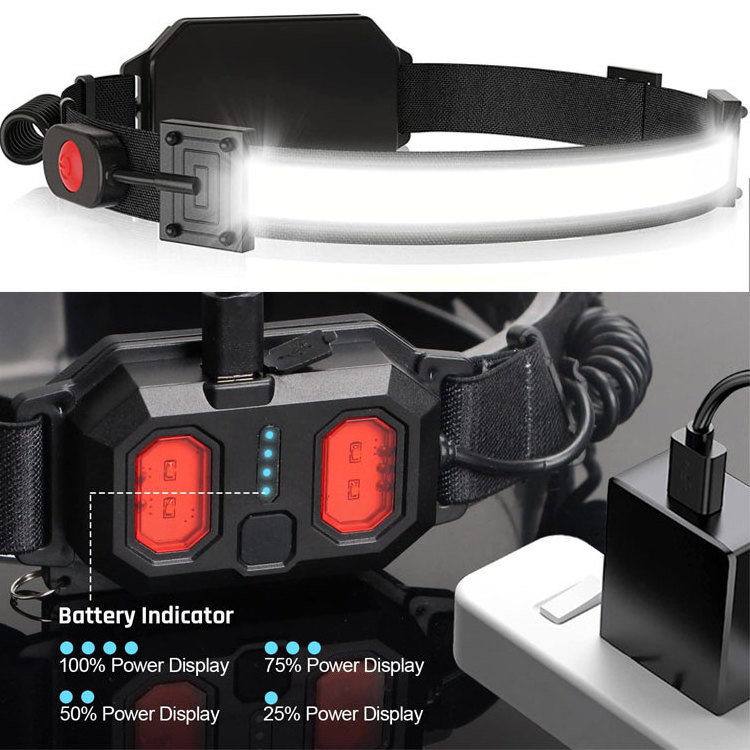 Kids Head Torch Spot Headlamps Strip Red warning Hiking Camping Headlamp Popular Head Torch Light Rechargeable Head torch