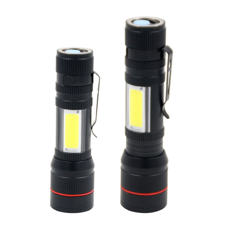 Portable handheld magnetic flashlight USB rechargeable  LED light zoomable SOS warning flashlight for outdoor hunting