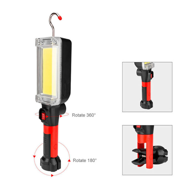 Super bright work light 800 lumens 360 degree adjustable angle With a magnet and clip USB Rechargeable work light