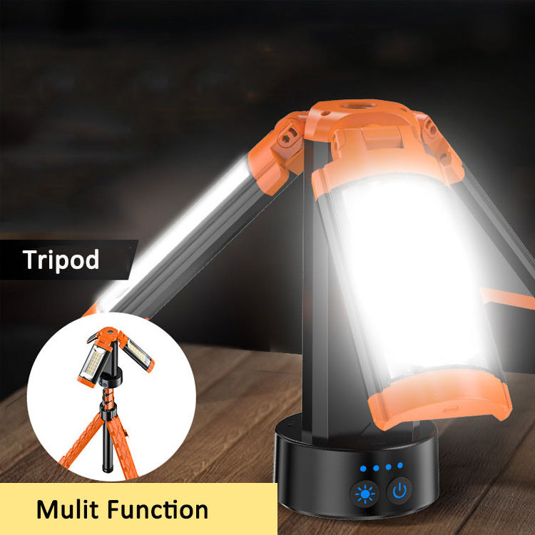 Triple-Head Area Work Shoplight Job Site Work Light camping lamps rechargeable LED Work Light with Telescoping Tripod