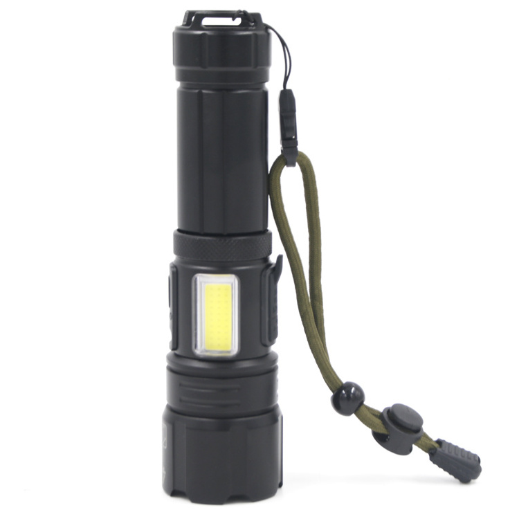 New Powerful Torch Light 18650 Battery Type-C Charging LED COB Flashlight with Power Bank Function