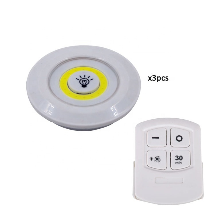 Distributor Wanted led light 3pc Push Wireless Switch Light Battery Powered Led Remote Control Closet Lamp Under Cabinet Light