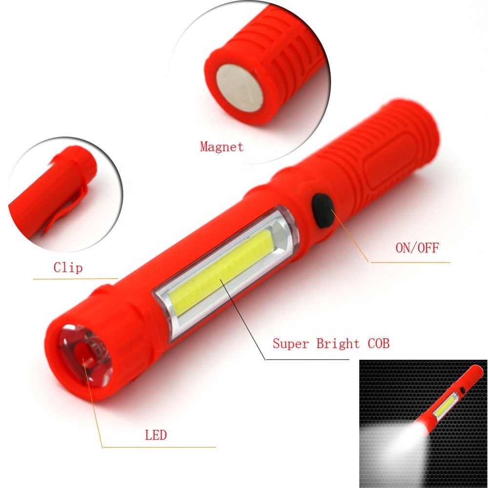 3W Portable COB Mini Pen Light Flashlight LED EDC Clip Torch Magnet Pocket Work Light portable pocket flashlight