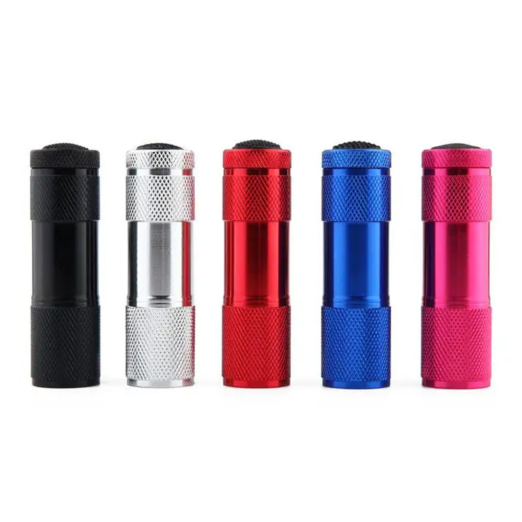 Portable 9 LED 3A Battery Mini Pocket Aluminum Flashlight Torch Light for Camping Hiking Running