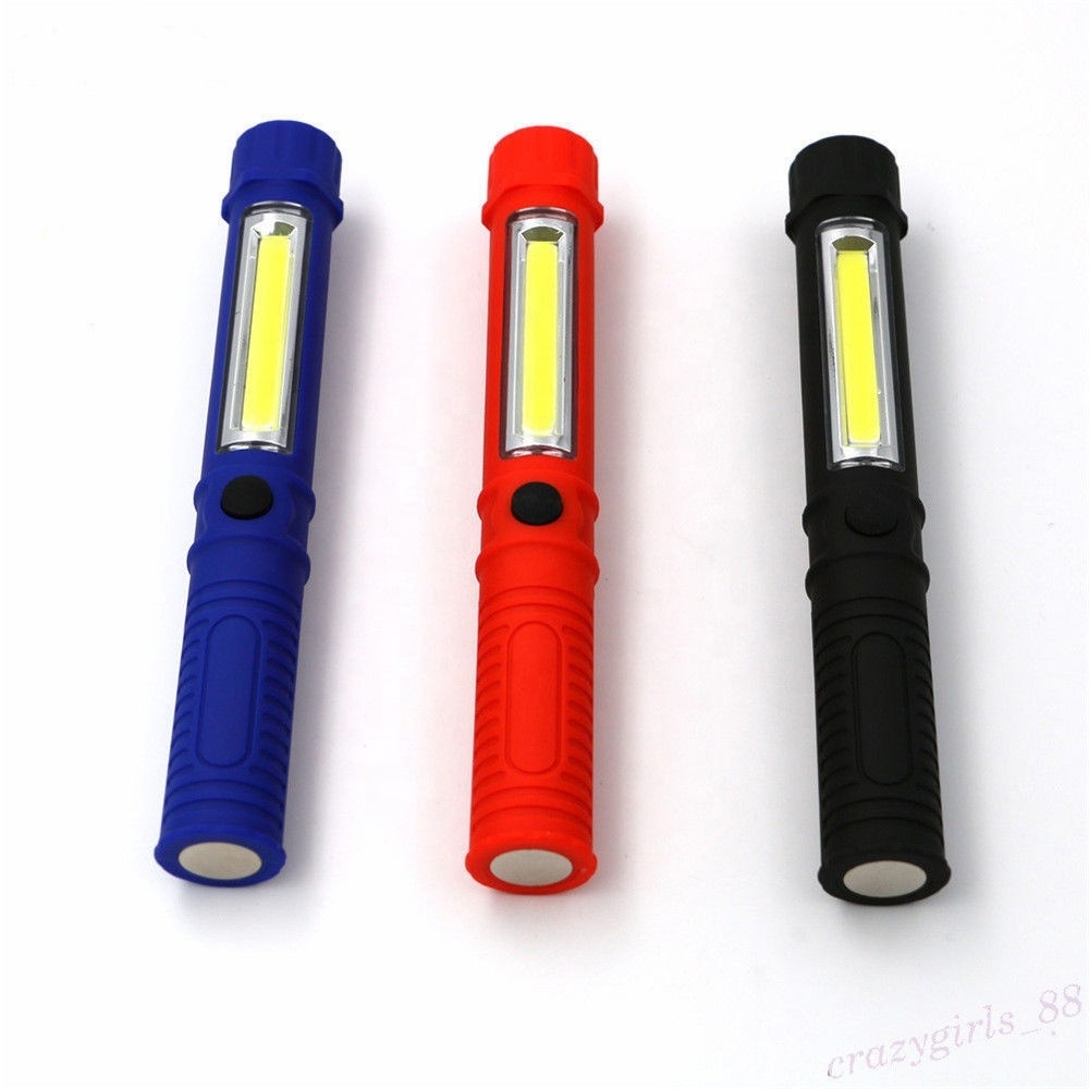 3W Portable COB Mini Pen Light Flashlight LED EDC Clip Torch Magnet Pocket Work Light portable pocket flashlight