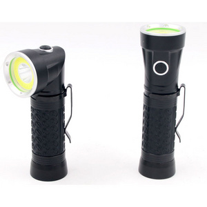 Multi-functional 3A 18650 Dry Battery Powered Head Adjustable LED Flashlight with  Red Warning Light