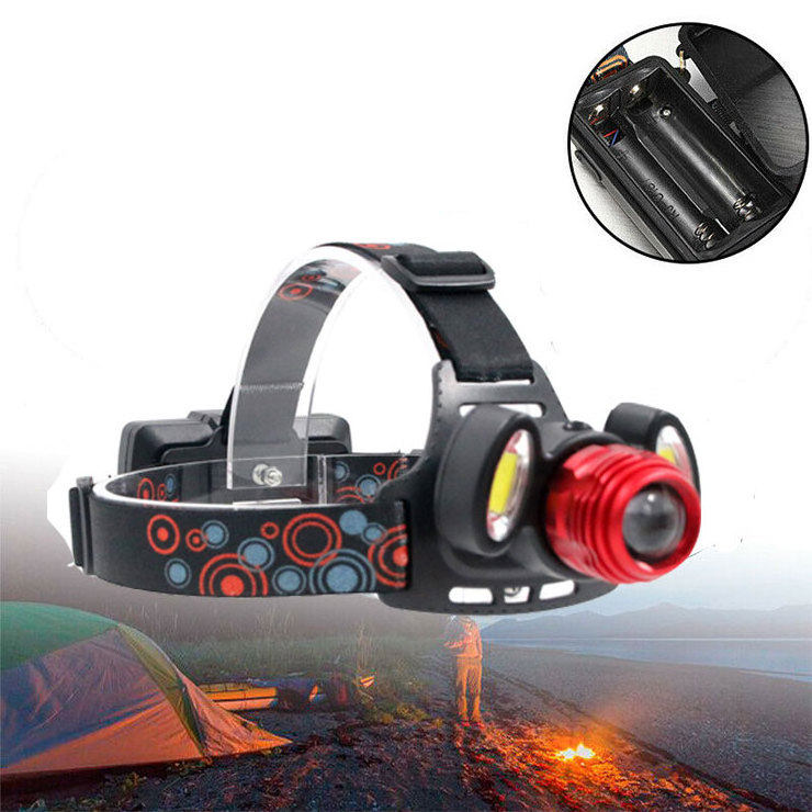 High power cob zoomable head torch flashlight USB rechargeable LED fishing head lamp