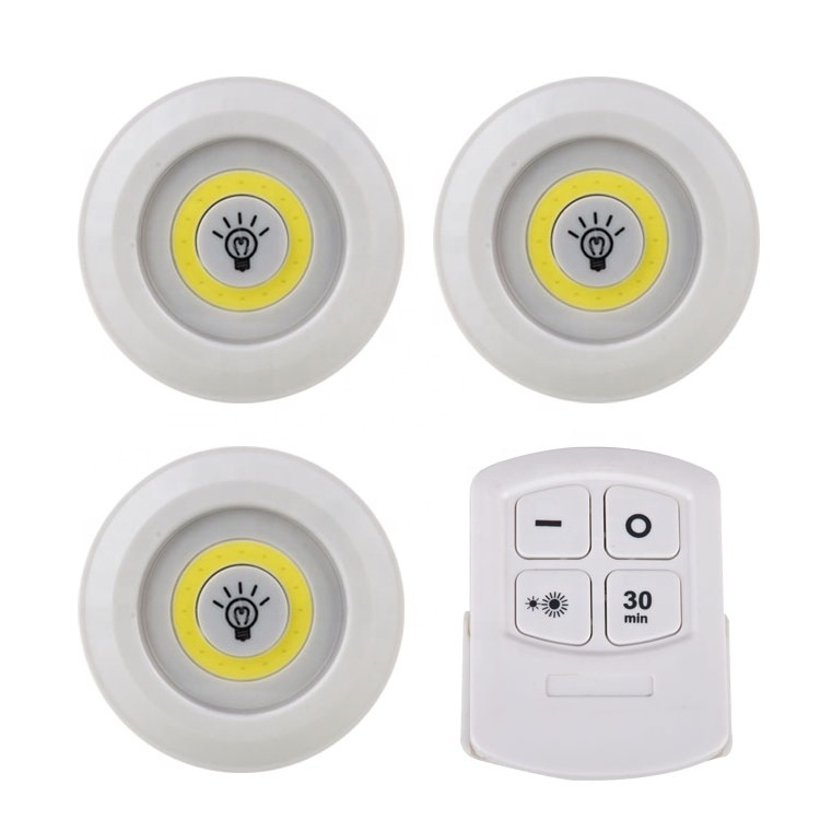 Distributor Wanted led light 3pc Push Wireless Switch Light Battery Powered Led Remote Control Closet Lamp Under Cabinet Light