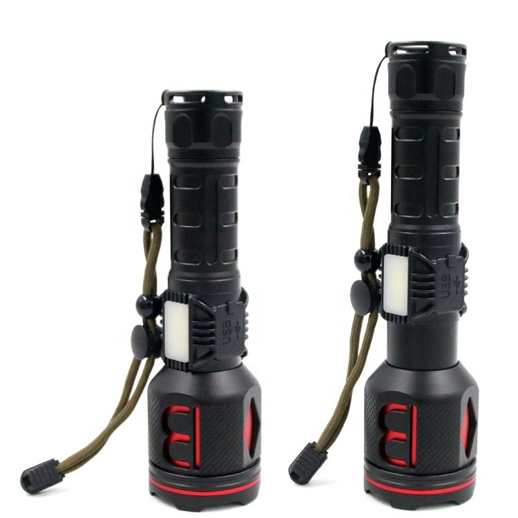 1200 lumens high brightness professional custom logo torches Zoomable led camping rechargeable USB flashlights