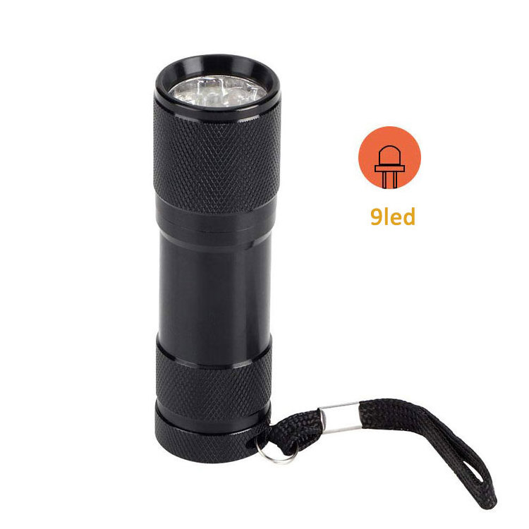 Cheap Powerful Portable Super Bright 9 LED Mini Small Torch Pocket Lamp Rubber Linternas Tactical Flashlights