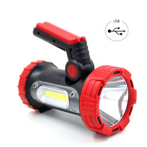 10W Handhold Spotlight Rechargeable USB Search Lamp LED COB High Power Outdoor Hunting Spot Search Light With Power Bank