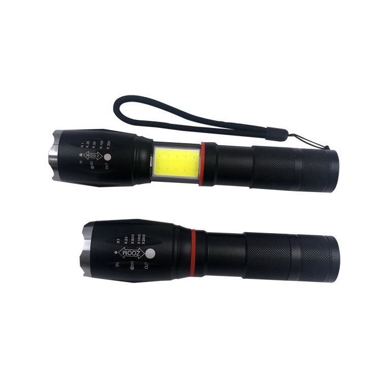 Hot Sale 3A Battery COB LED Aluminum Zoomable Flashlight for Working Hiking Hunting Camping