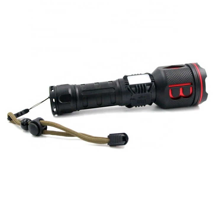 1200 lumens high brightness professional custom logo torches Zoomable led camping rechargeable USB flashlights