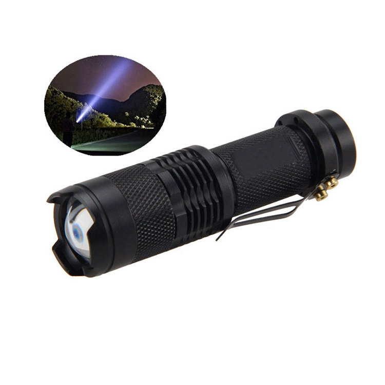 AA Battery Powered 3W LED Mini Pocket Torch Light Waterproof Zoomable Flashlight