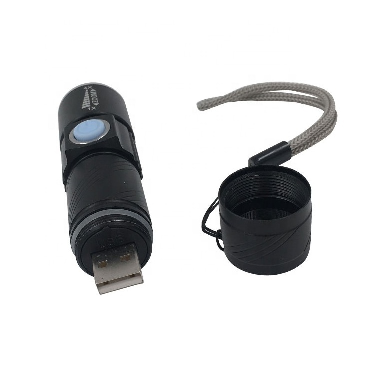 Customized Super bright tactical Camping mini pocket torch lights zoomable rechargeable USB work light led flashlight