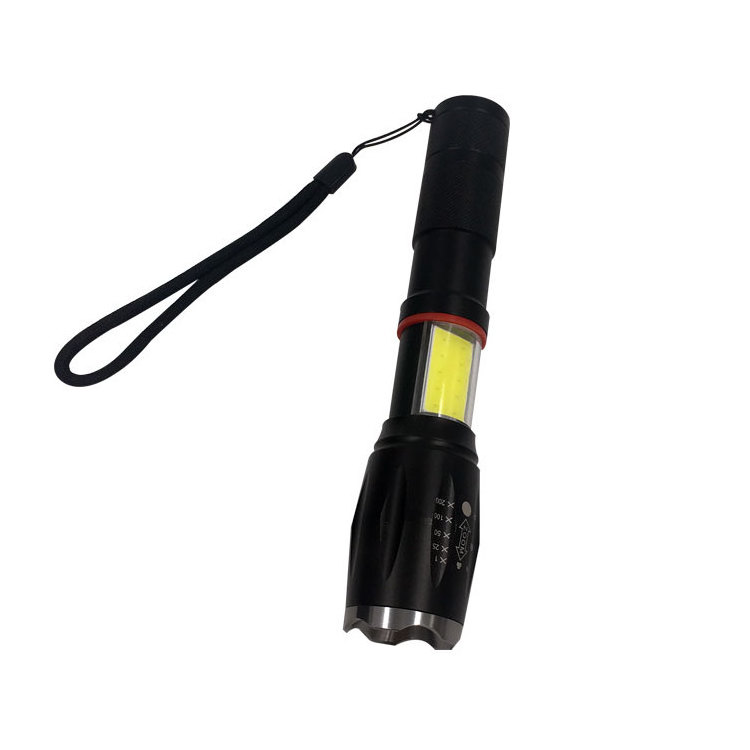 Hot Sale 3A Battery COB LED Aluminum Zoomable Flashlight for Working Hiking Hunting Camping