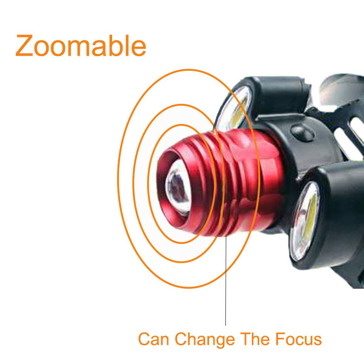 High power cob zoomable head torch flashlight USB rechargeable LED fishing head lamp