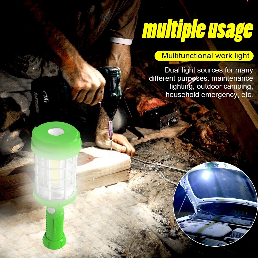 Ultra bright Magnetic base new cob battery operated working lamp Plastic led flashlight work light portable