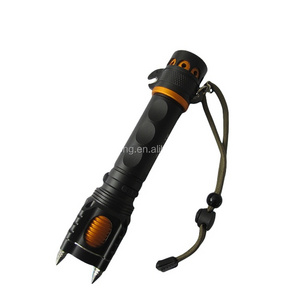 Self defense weapons rechargeable LED T6 10W flashlight with alarm light and stainless steel hammer