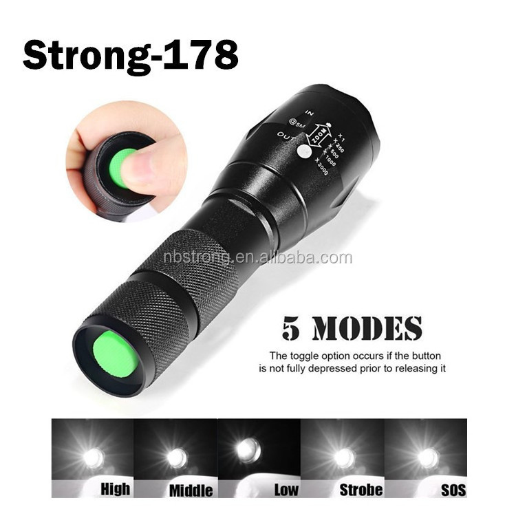 Most powerful T6 led hunting rechargeable torch light emergency flashlight