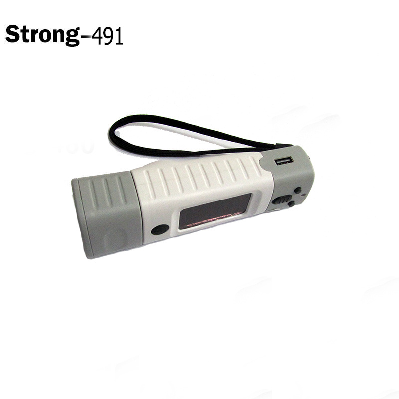 Solar rechargeable led dynamo hand crank flashlight radio emergency torch