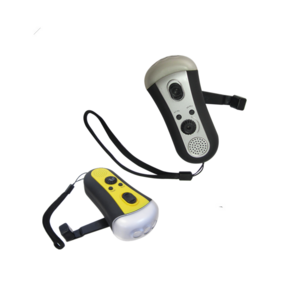 Low price plastic mini FM radio hand cranking lamp flashlight