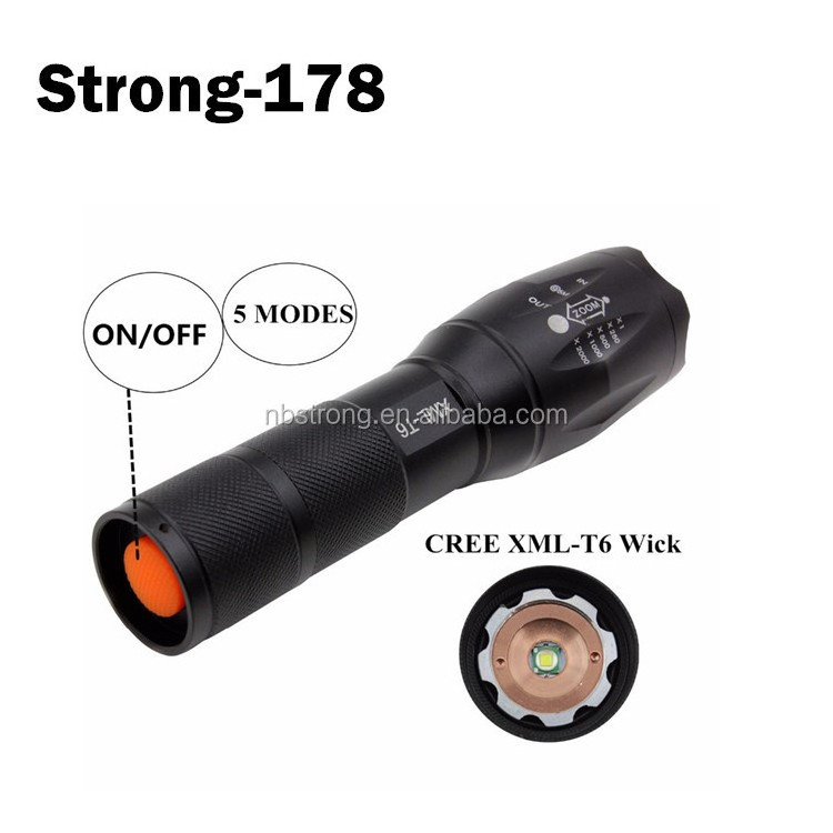 High Power 5 Modes Zoomable Adjustable Focus Torch Tactical 700 Lumens LED Flashlight for Hunting Cycling Climbing Camping