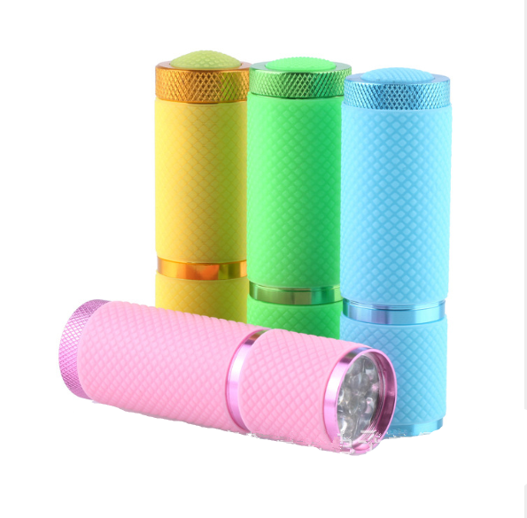 Fluorescent color tube body silicone case white 9 LED light flashlight