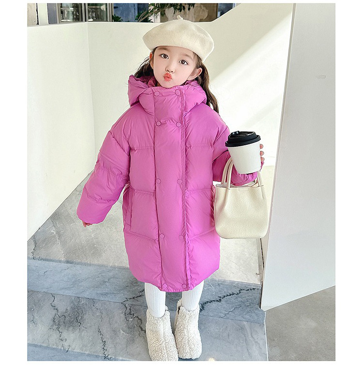 Winter Kids Coat Solid Color Children's Middle Long Coat For Girls Leisure sports fashion cotton padded clothes baby down jacket