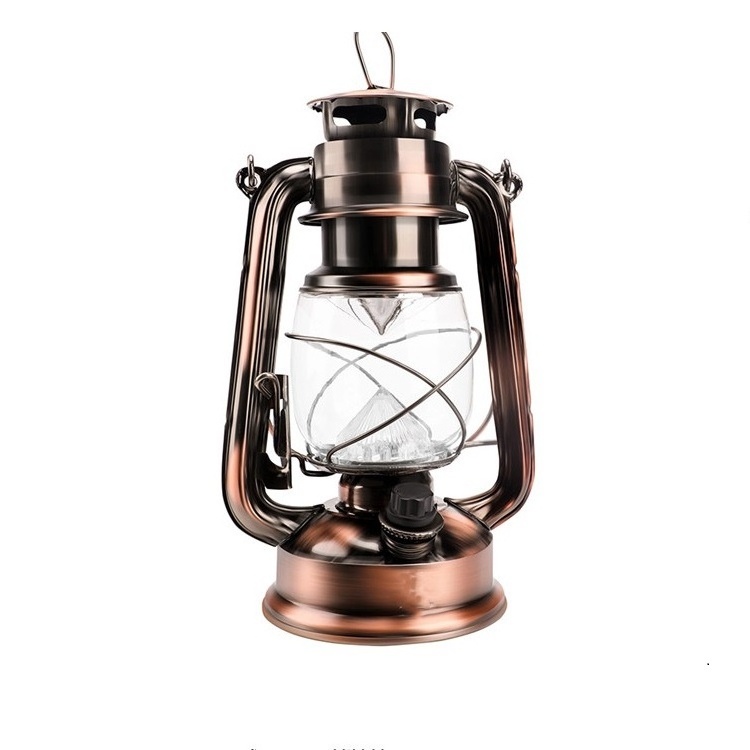 4XAA BATTERY OPERATED WITH HANGER AND DIMMER SWITCH WITH COPPER COLOR OF LED ANTIQUE HURRICANE LANTERN