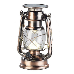 SOLAR RECHARGEABLE OF COB SUPER BRIGHT ANTIQUE STYLE HURRICANE CAMPING LANTERN