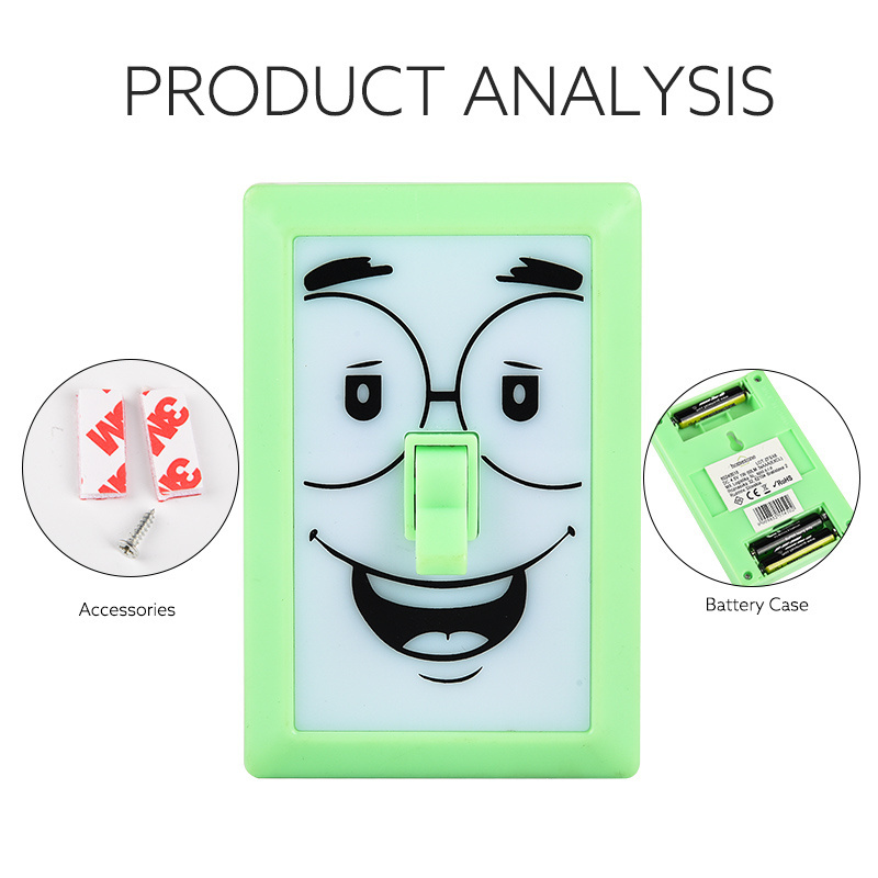 3xAAA Battery Operated With Strong Magnet and Hanger Of Funny Smiling Face Switch Night Light