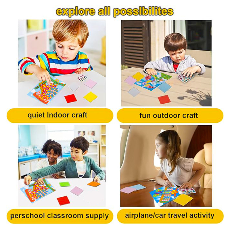 2024 DIY Handmade Craft Sets Educational Sticker Cartoon Sticky Mosaic Eva Foam Toys Kits For Kids