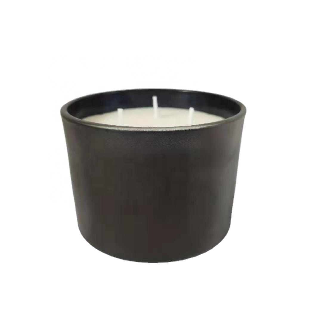 Hot sale private label with packaging luxury aromatic custom soy scented matt black glass candles in bulk