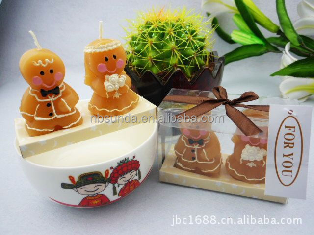 Wholesale Cute The Gingerbread Man Shaped Christmas Decorate Paraffin Wax Candle Sets Gift Wedding Favor