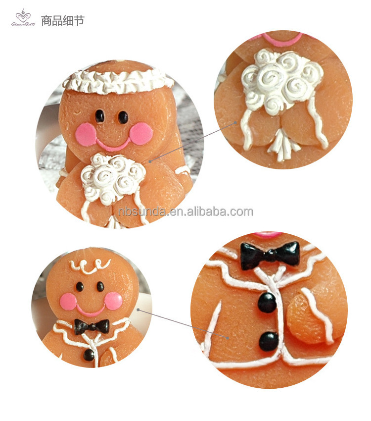 Wholesale Cute The Gingerbread Man Shaped Christmas Decorate Paraffin Wax Candle Sets Gift Wedding Favor