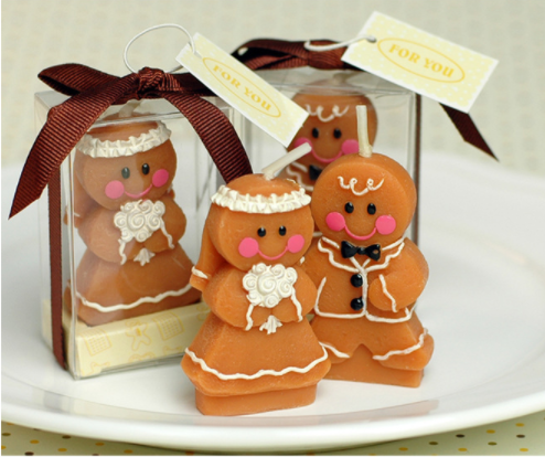 Wholesale Cute The Gingerbread Man Shaped Christmas Decorate Paraffin Wax Candle Sets Gift Wedding Favor