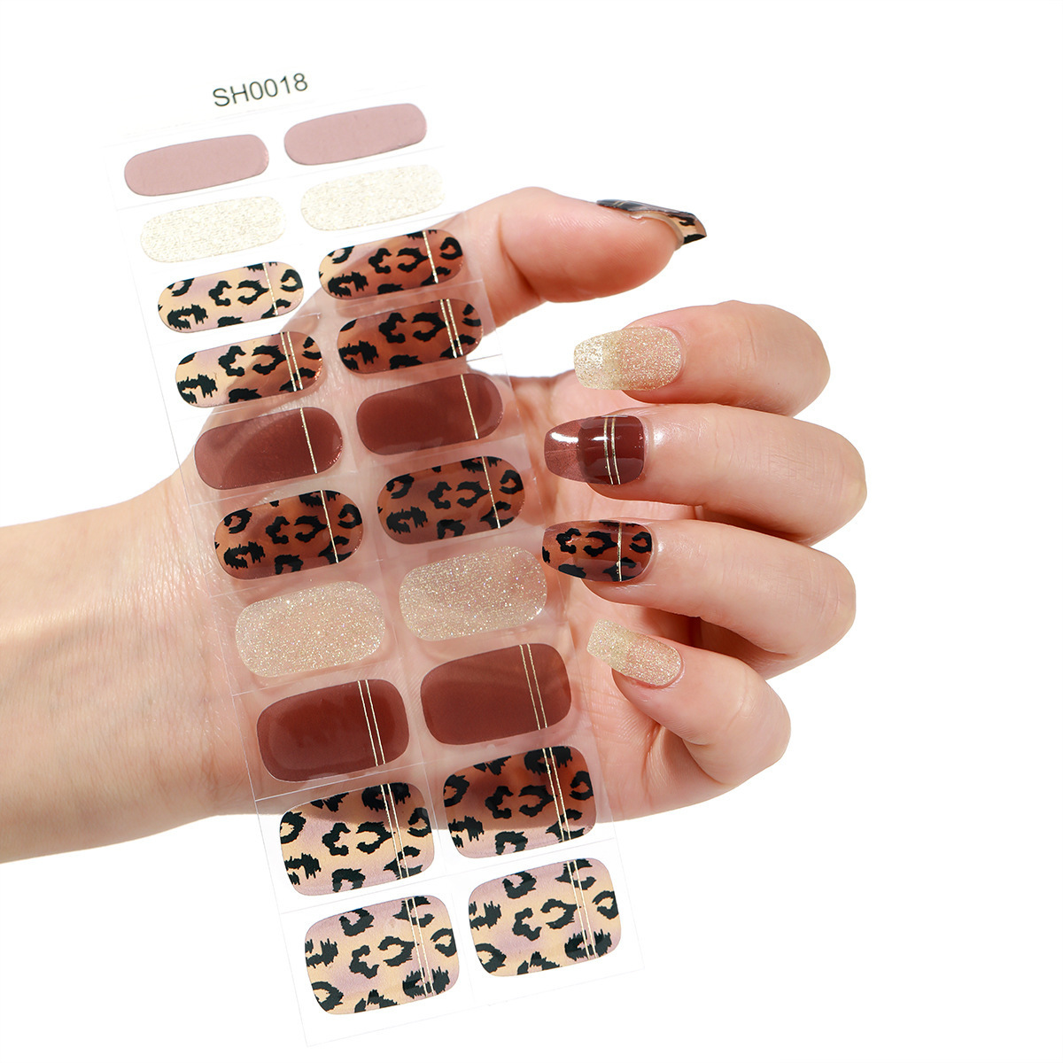 Wholesale Press On Nails UV Light Semi-Cured Gel Nail Strip Wraps Non-Toxic Long Lasting 20 Tips Nail Stickers